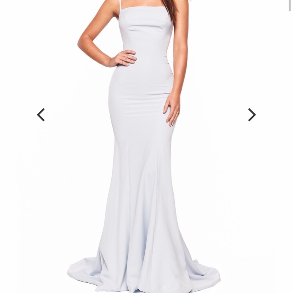 NEW PROM DRESS! A&N LUXE AMIRA CREPE GOWN-sky blue